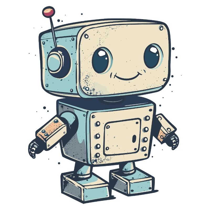 Cute Retro Robot Print