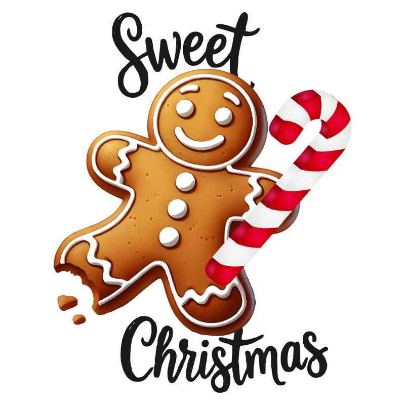 Cheerful gingerbread man with candy cane