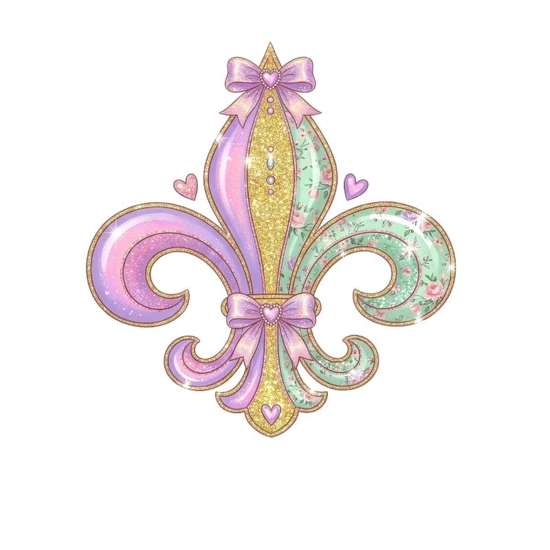 Pastel Glitter Fleurdelis