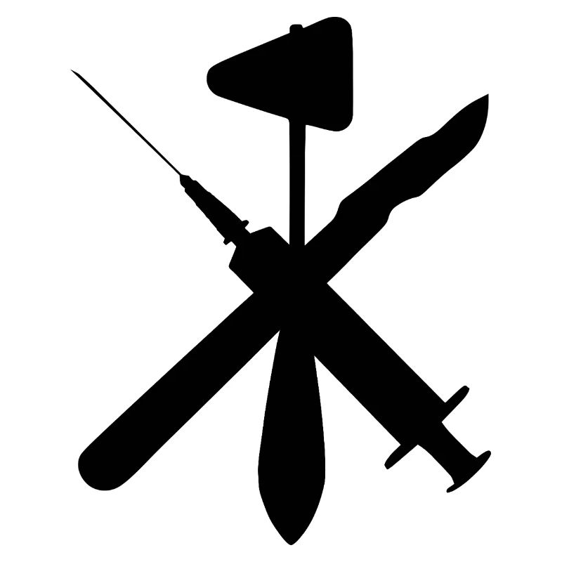 Skalpell Reflexhammer Spritze schwarz