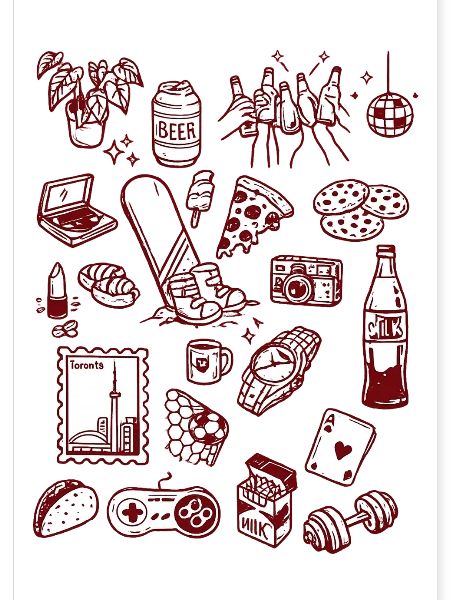 Nachtleben Snack-Doodle-Mashup
