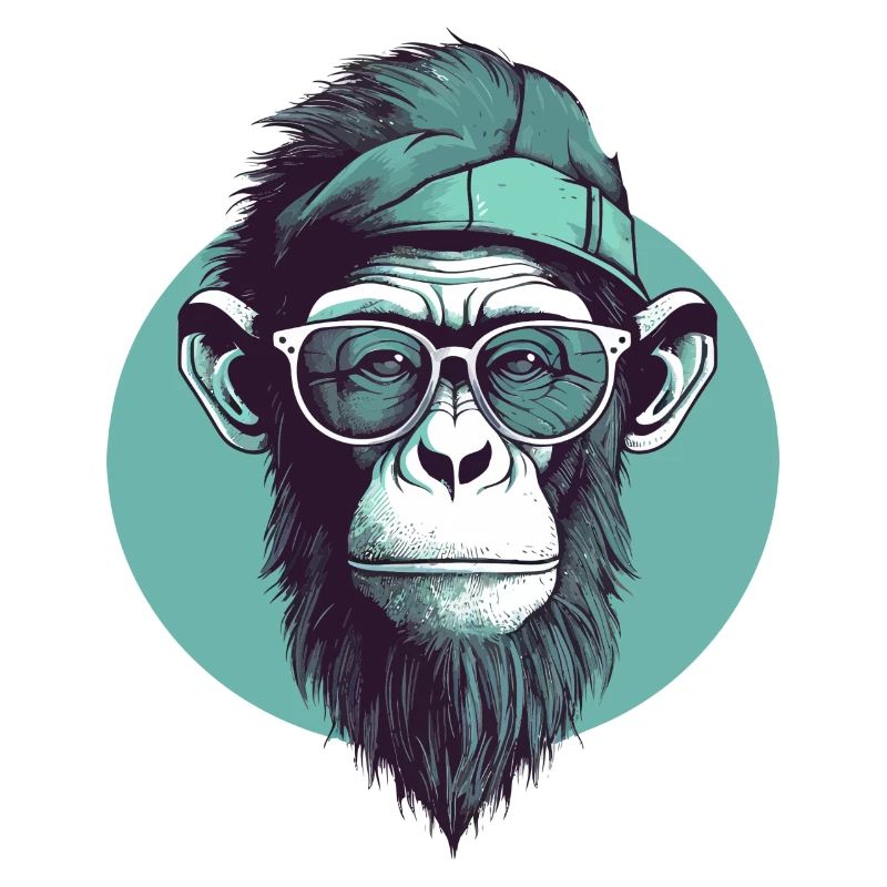 Cooler Hipster Affe mit Brille und Cap