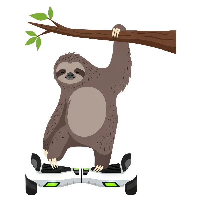 Sloth Chilling Hoverboard Cartoon Technique Same