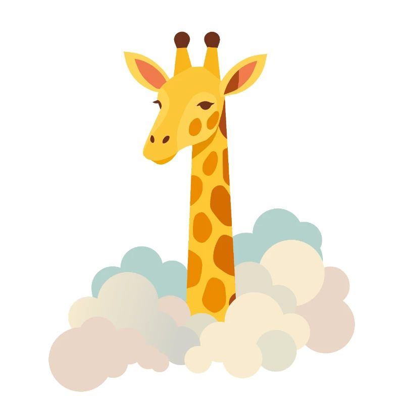 Gentle giraffe above the clouds – Dreamlike motif