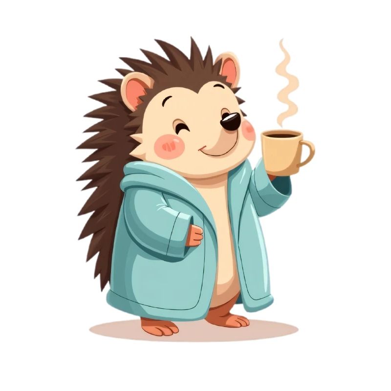hérisson avec motif de pull de café