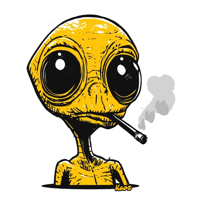 Alien mit Zigarette Vintage Design