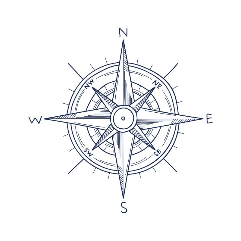 Nautic Design Blue Compass Nautical Emblem