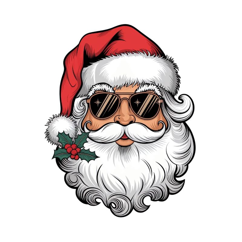 Santa mit Sonnenbrille und Weihnachtskuss