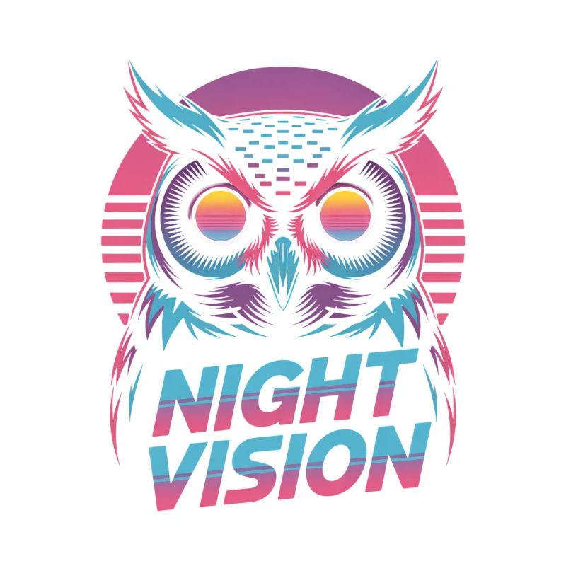 Night Vision Owl Retro Synthwave Night