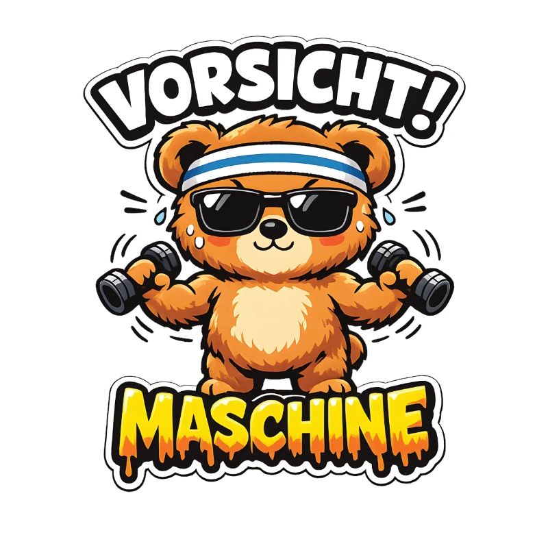 Caution Machine Bear with Dumbbells