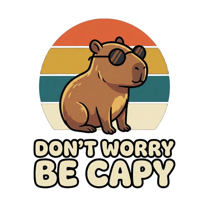 Don't Worry Be Capy Funny Capybara Retro
