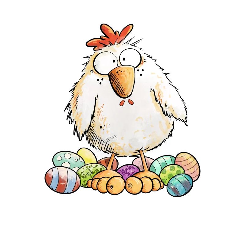 Easter Chicken with Easter Eggs Easter Motif Chickens Fan