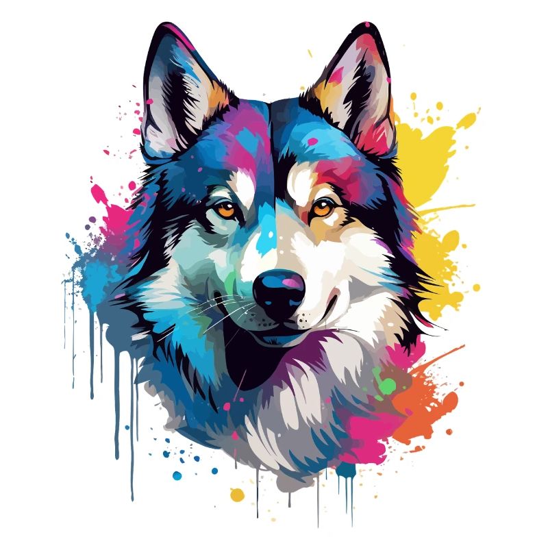 Art coloré éclaboussé de Husky de chien