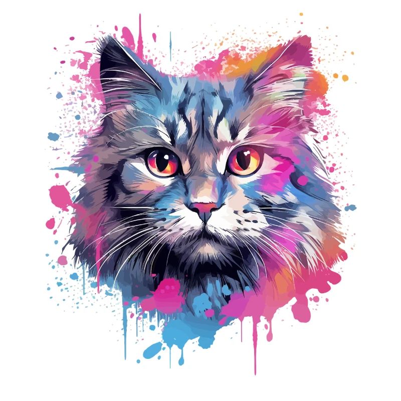 Chat américain à queue bobtail Art coloré