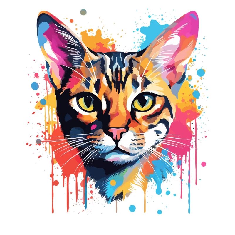 Visage de chat du Bengale Éclaboussures colorées