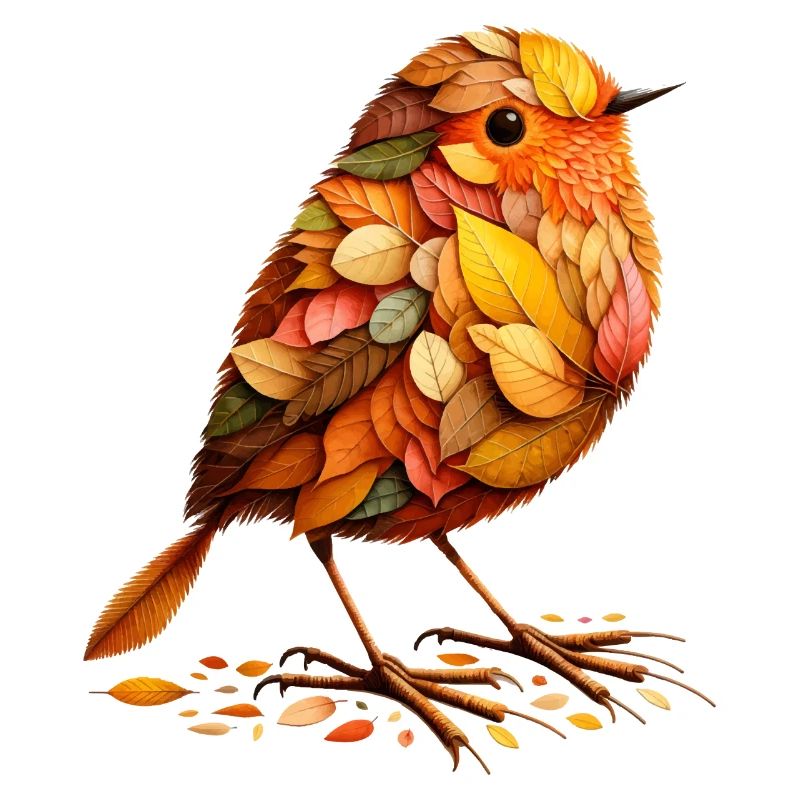A bird, designed from different leaves