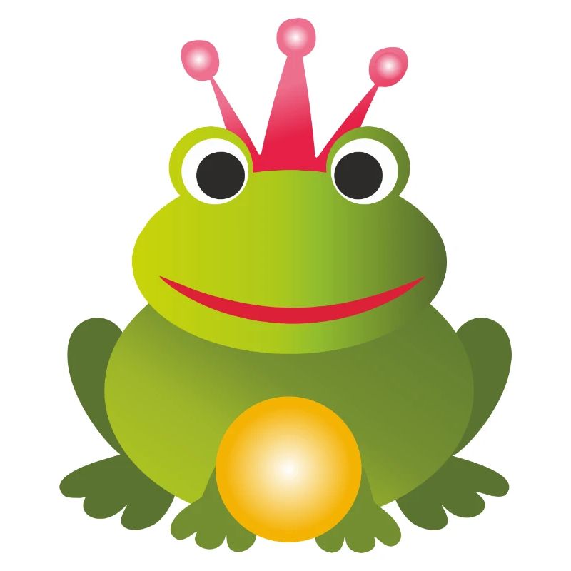 Prince grenouille - avec couronne rose et boule dorée