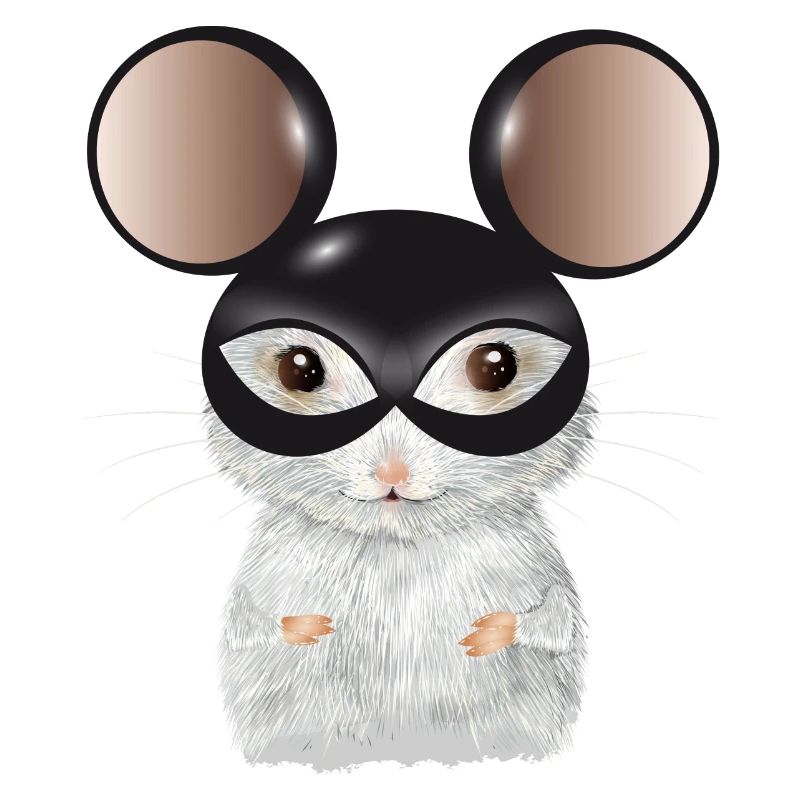 Souris blanche mignonne avec masque d’oreilles de souris