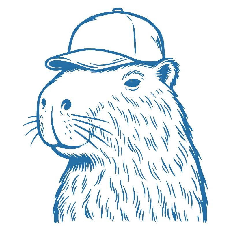 Capybara mit Baseballkappe