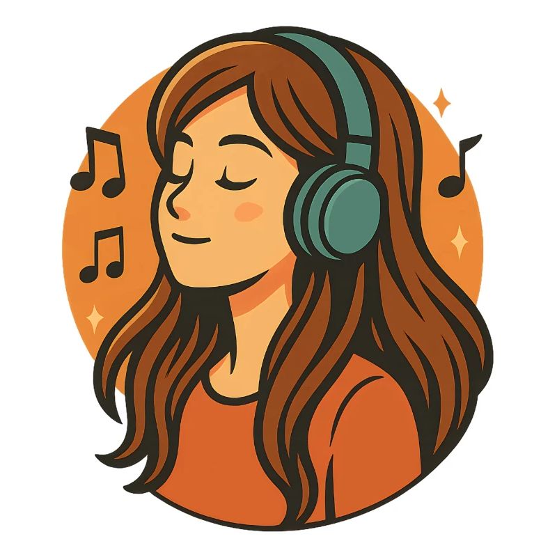 Mädchen hört entspannte Musik mit Kopfhörern