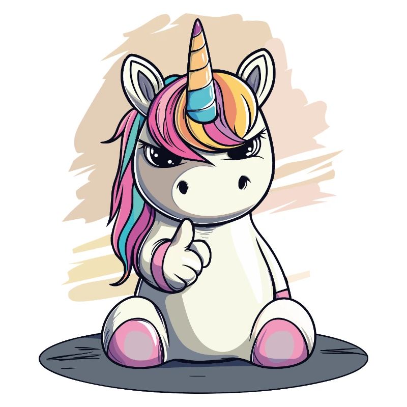 Licorne effrontée avec index – Mignon et cool