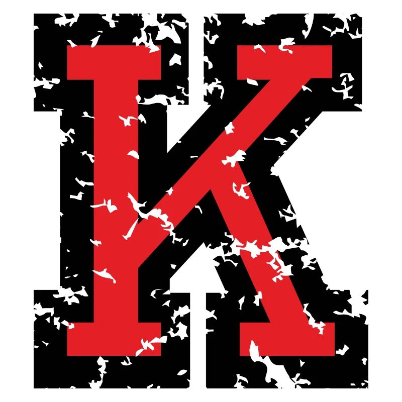 Letter K (Distressed) two-color Black/Red