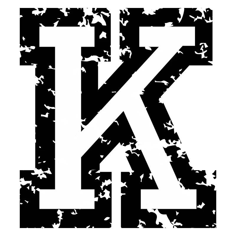 Letter K (Distressed) two-color Black/White