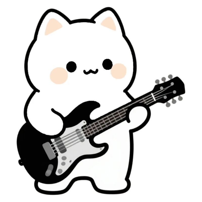Kawaii Katze mit E-Gitarre