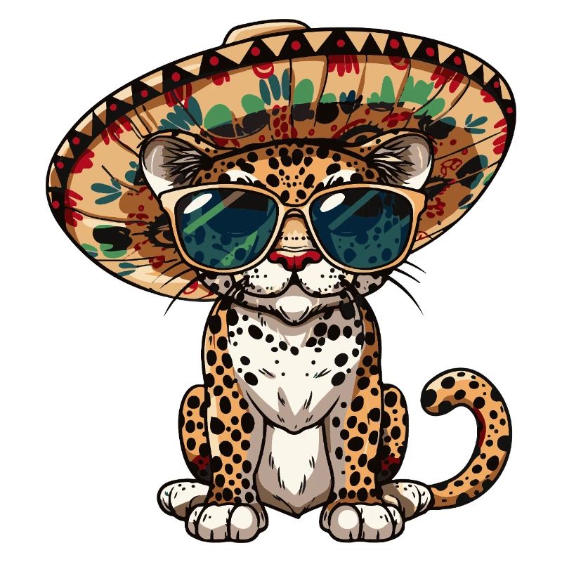 Leopard Comic Funny Sombrero