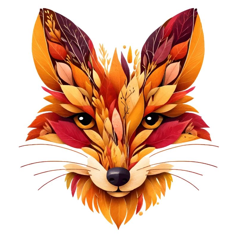 Fox head designed from different leaves