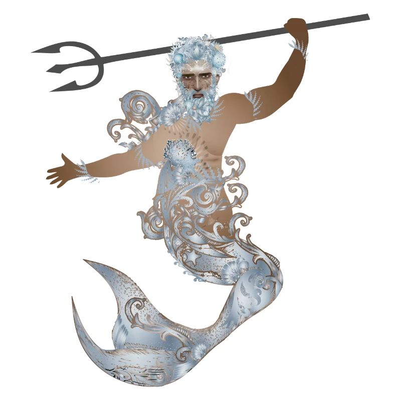 mysterious Aquarius with trident and fin