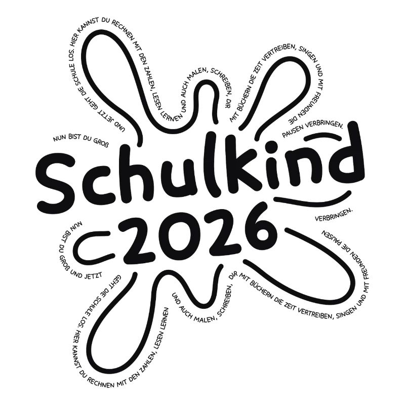 Schulkind 2026 Klecks mit Spruch zur Einschulung