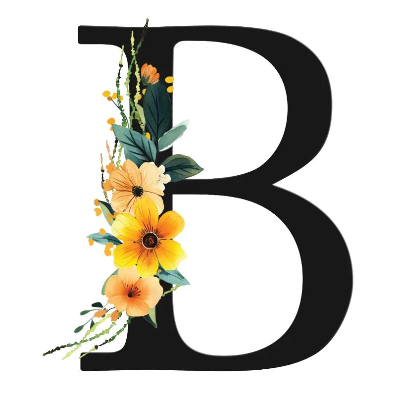 B Monogram, Floral, Personalizable