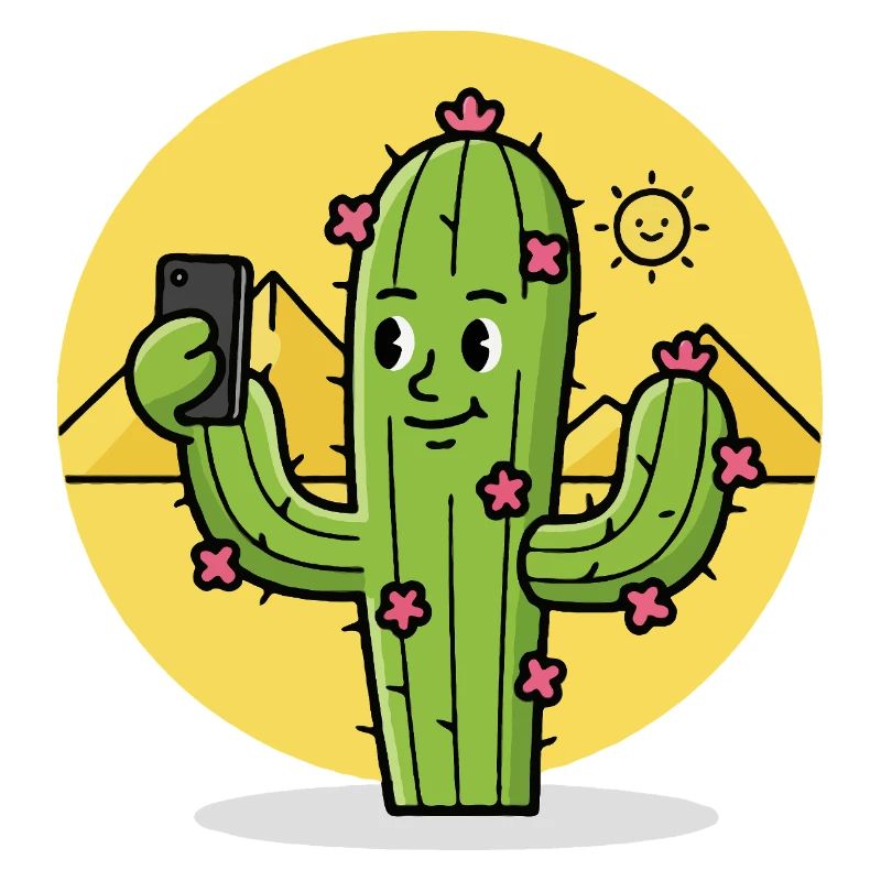 Dessin animé selfie de cactus du désert