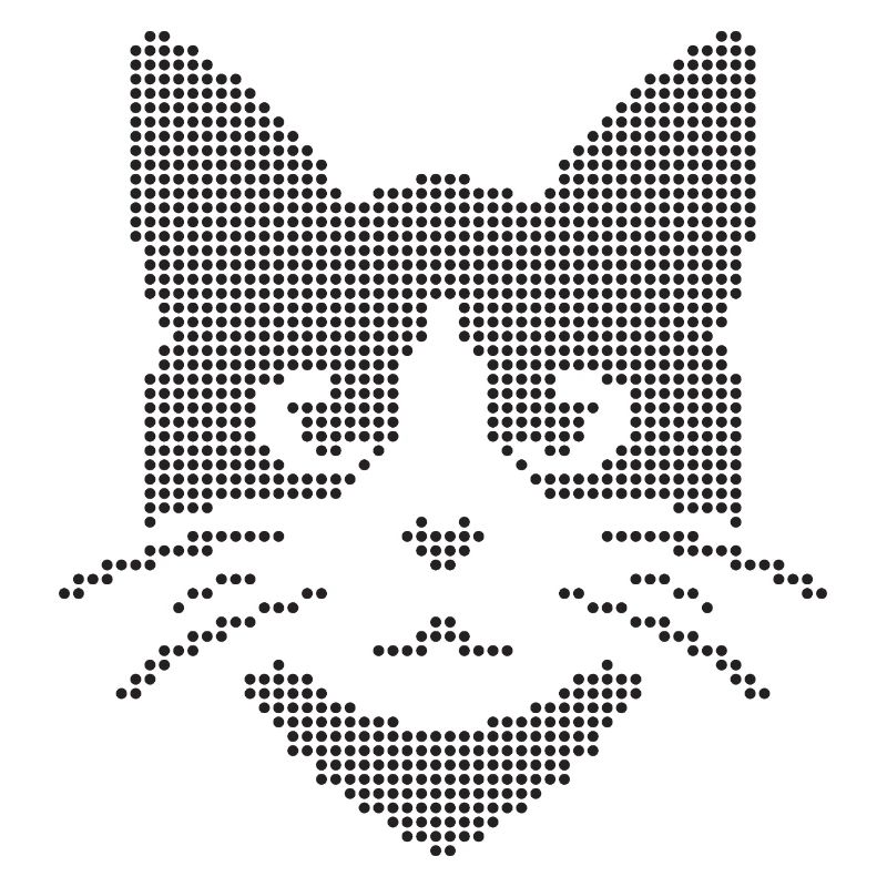 Silhouette de visage de chat à points