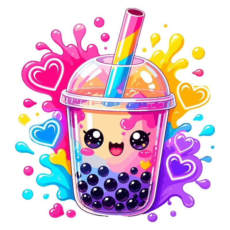 Kawaii Bubble Tea Farbexplosion