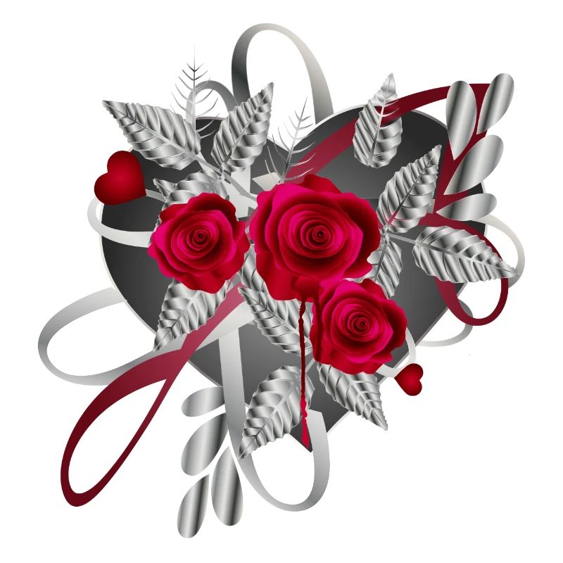 silver Valentine's Day composition with roses