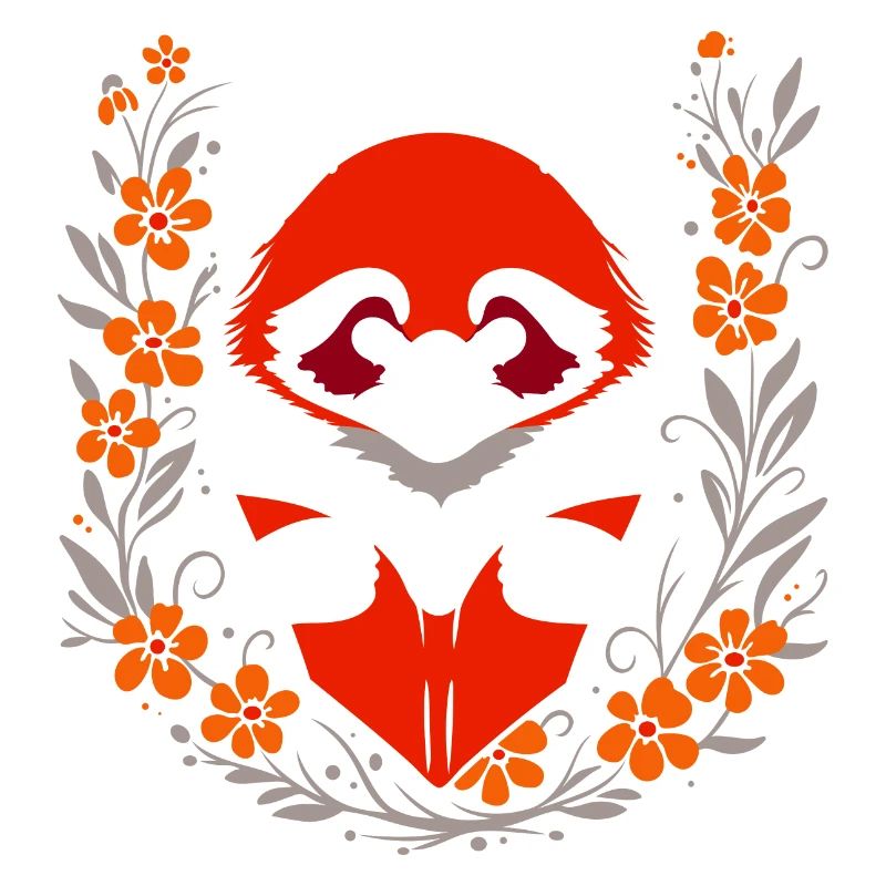 Lesender roter Panda mit Blumen – süßes Design