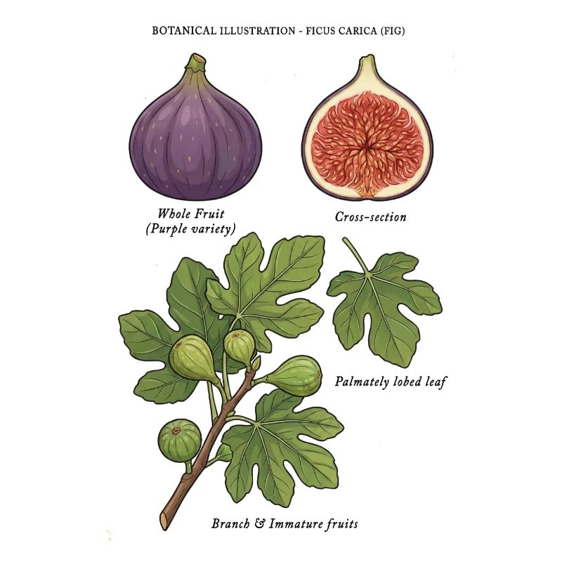 Fig Tree Botanical Study Ficus Carica