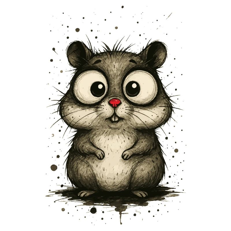 Funny hamster with big eyes – comic splash