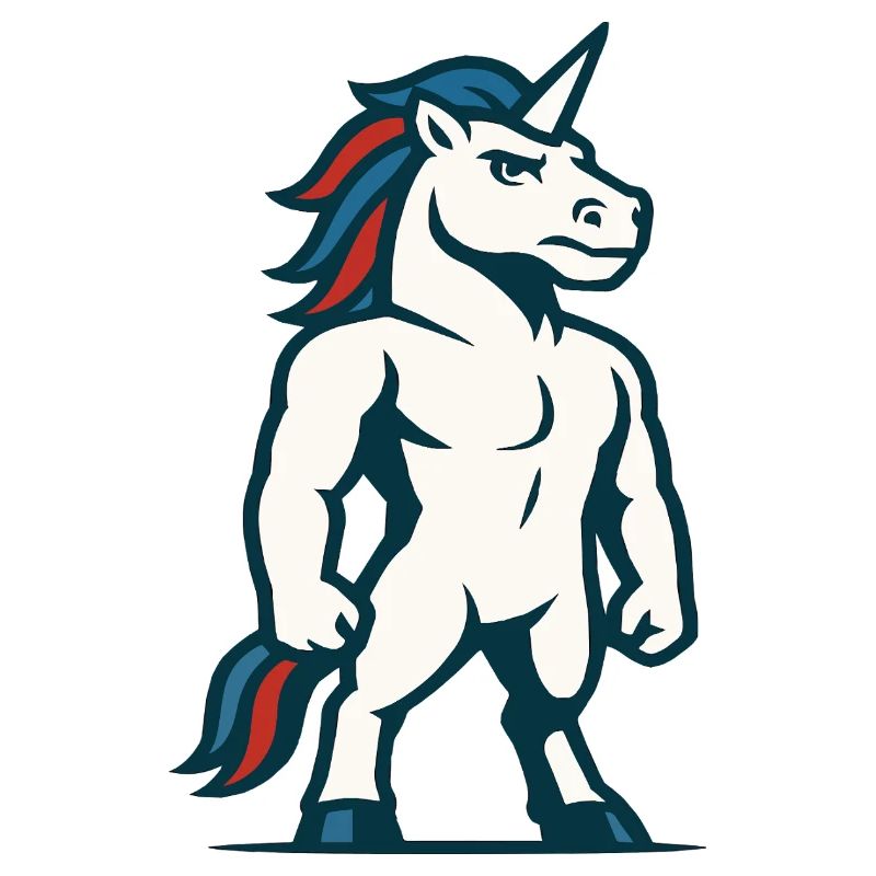 Power Unicorn Maskottchen starkes athletisches Design