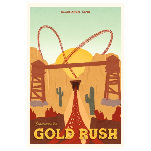 Gold Rush Vintage Travel Poster - Poster 20x30 cm