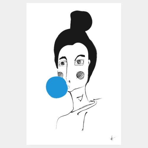 bubblegum - blue - art poster - Poster 8 x 12 (20x30 cm)