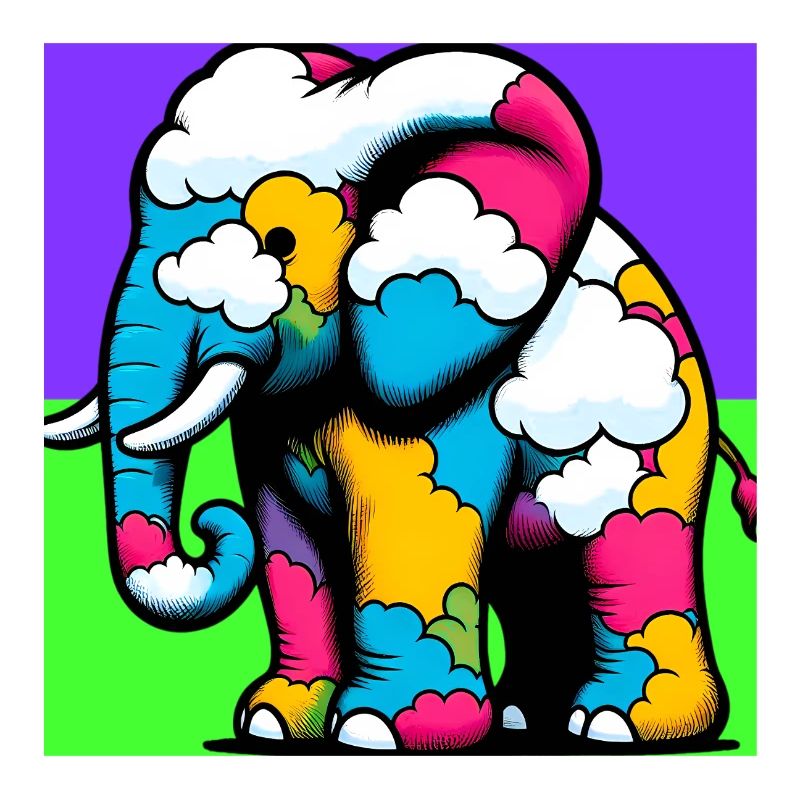 Elephant with Cloud and Clouds