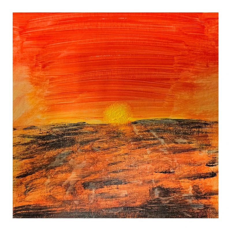 Coucher de soleil rouge feu