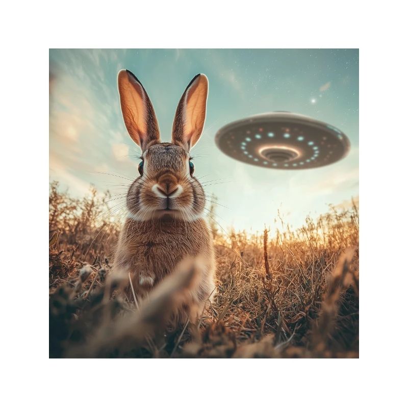 Rabbit selfie with UFO