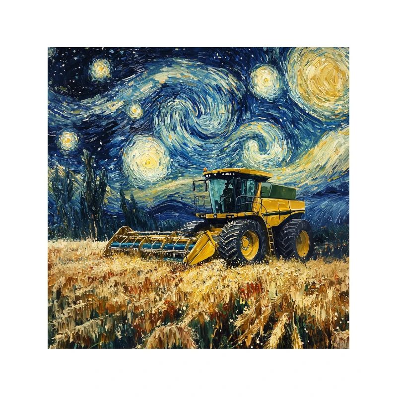 moissonneuse-batteuse fermier style van gogh étoilé