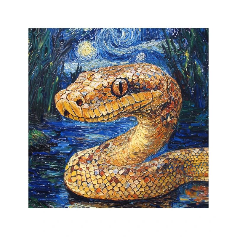 Snake Python Van Gogh Style Starry Night