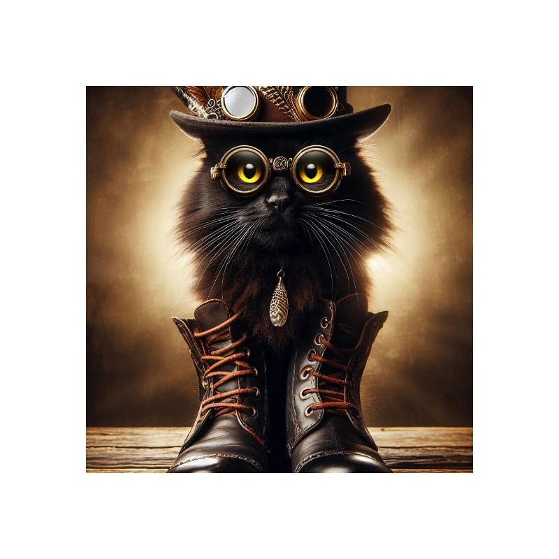 Chat noir Steampunk avec accessoires élégants
