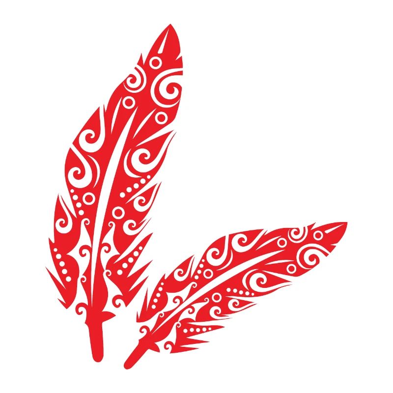 Maori Feather Feathers Red - Gift Idea